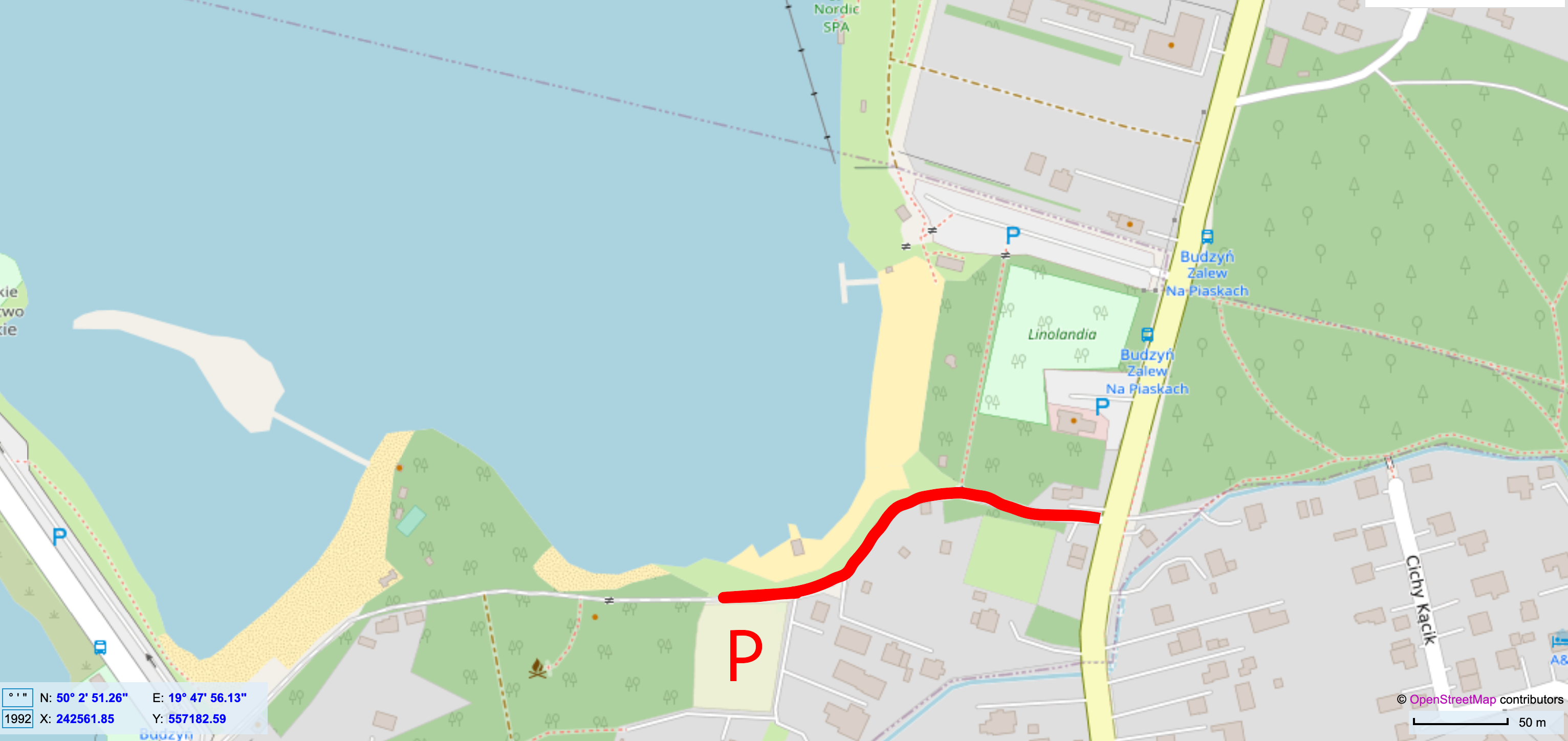 Mapa dojazdu — Zalew na Piaskach, Budzyń